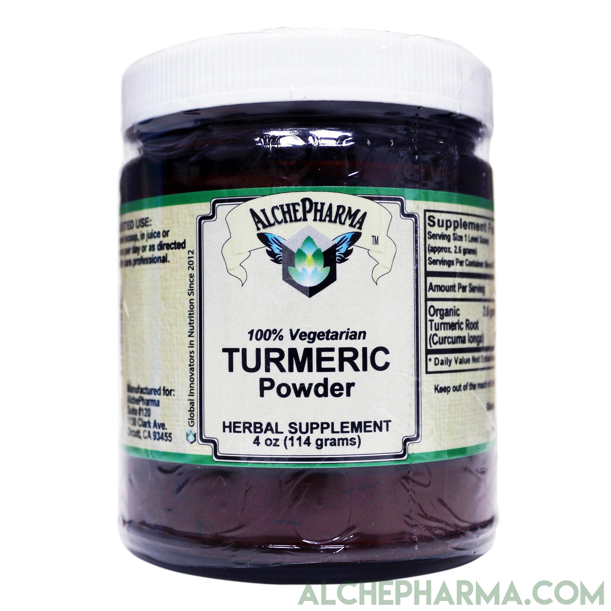 Turmeric Organic Powder- 100% Pure Full Spectrum Turmeric Root Powder 114 grams ( curcuma longa )-Herb-AlchePharma