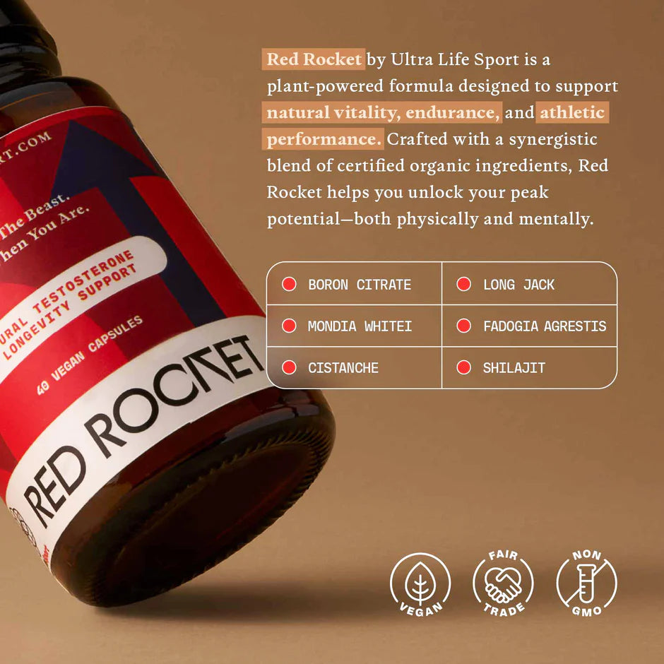 Red Rocket - Testosterone & Longevity Support - 40 Veggie Capsules