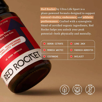 Red Rocket - Testosterone & Longevity Support - 40 Veggie Capsules