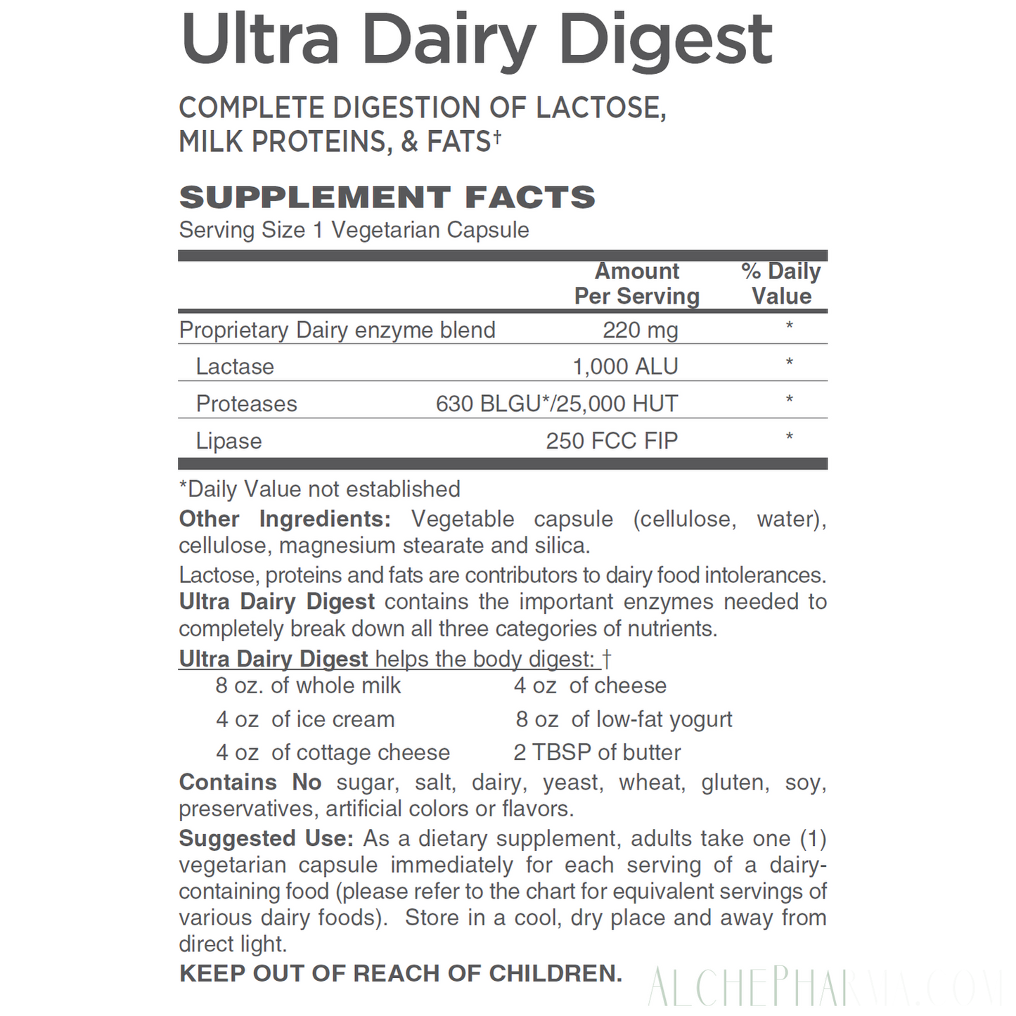 Ultra Dairy Digest ( 60 Vegetarian Capsules )-Digestion-AlchePharma