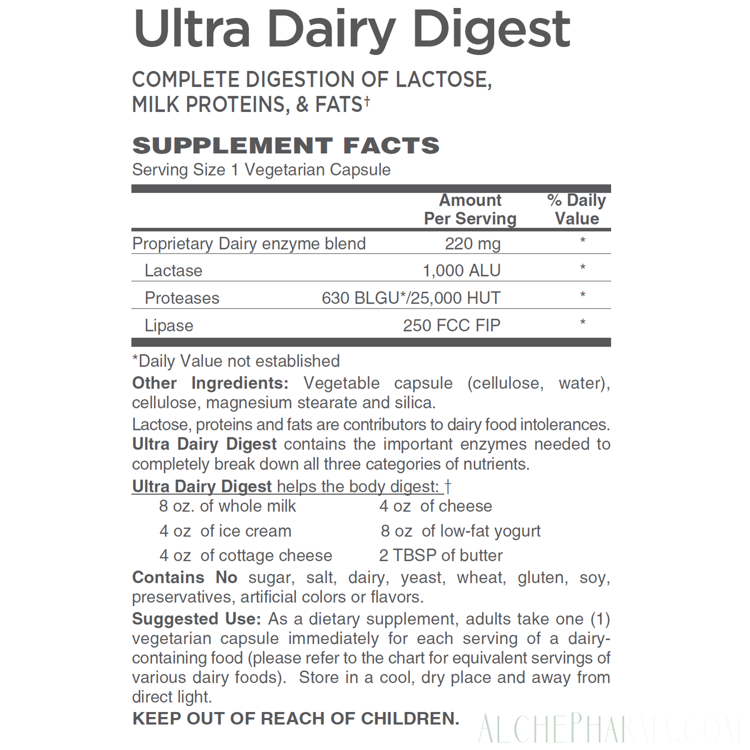 Ultra Dairy Digest ( 60 Vegetarian Capsules )-Digestion-AlchePharma