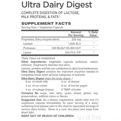 Ultra Dairy Digest ( 60 Vegetarian Capsules )-Digestion-AlchePharma