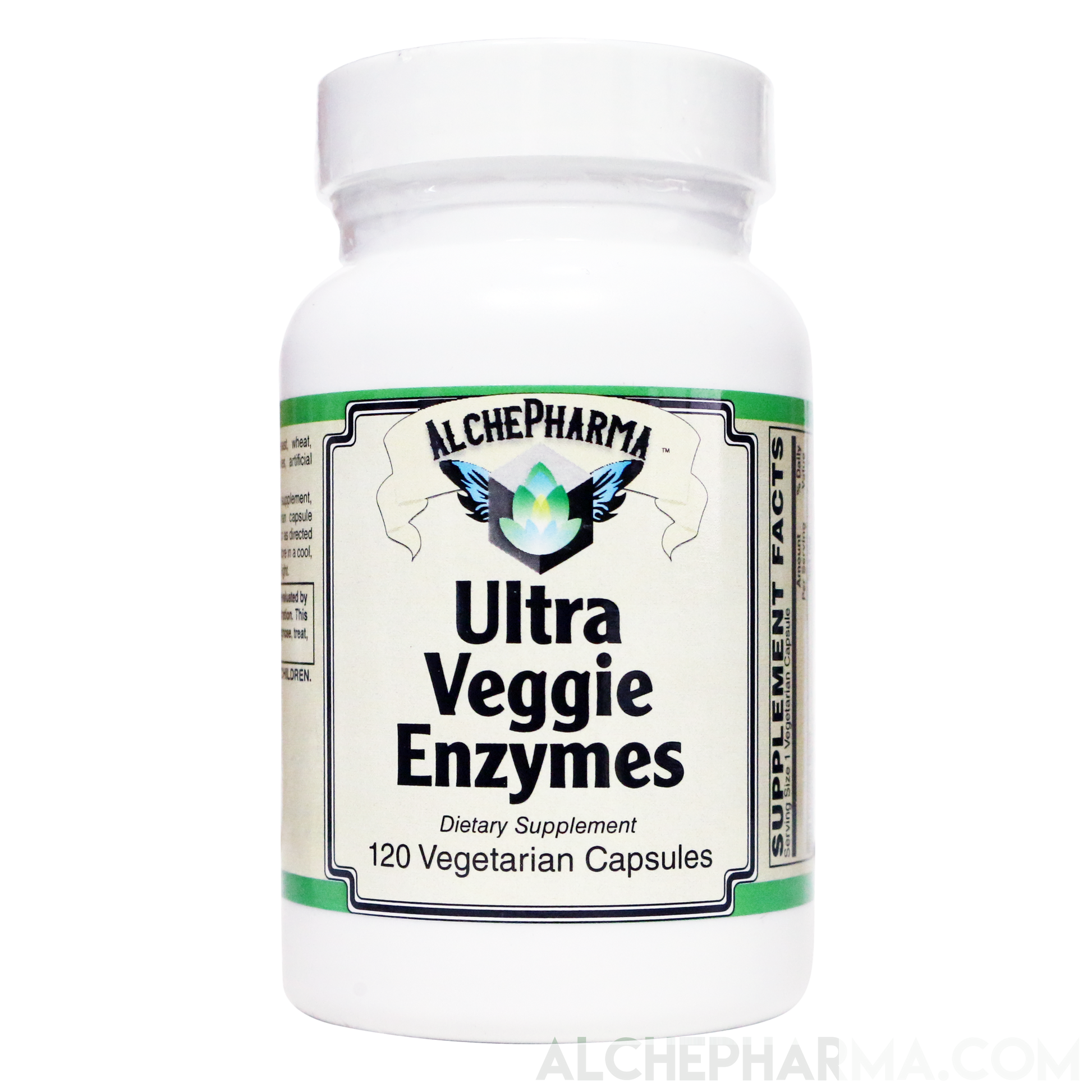 Ultra Veggie Enzymes w/ protease enzymes active at pH levels of 6.0, 4.5 and 3.0 ( patented nzimes™ )-enzymes-AlchePharma