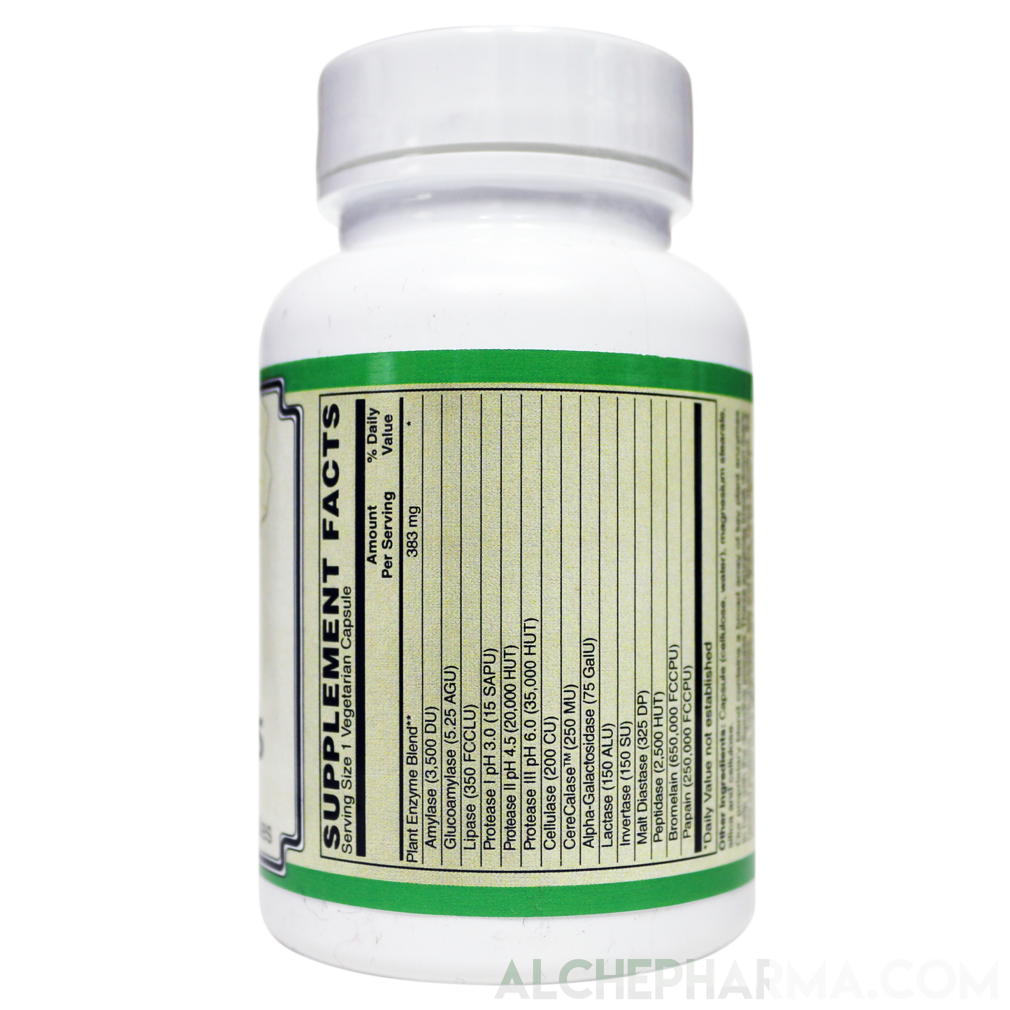 Ultra Veggie Enzymes w/ protease enzymes active at pH levels of 6.0, 4.5 and 3.0 ( patented nzimes™ )-enzymes-AlchePharma