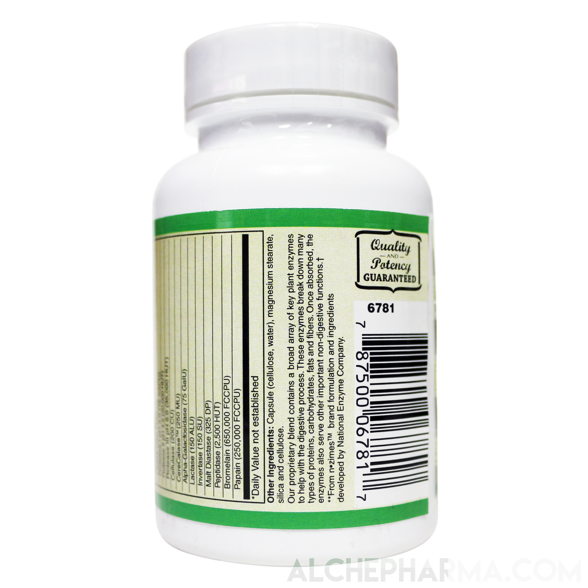 Ultra Veggie Enzymes w/ protease enzymes active at pH levels of 6.0, 4.5 and 3.0 ( patented nzimes™ )-enzymes-AlchePharma