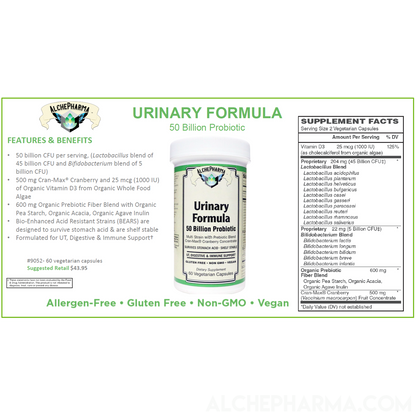 Urinary Formula - 50 Billion Probiotic Multi Strain w/Pre-Biotic and Cran-Max®️-Probiotics-AlchePharma
