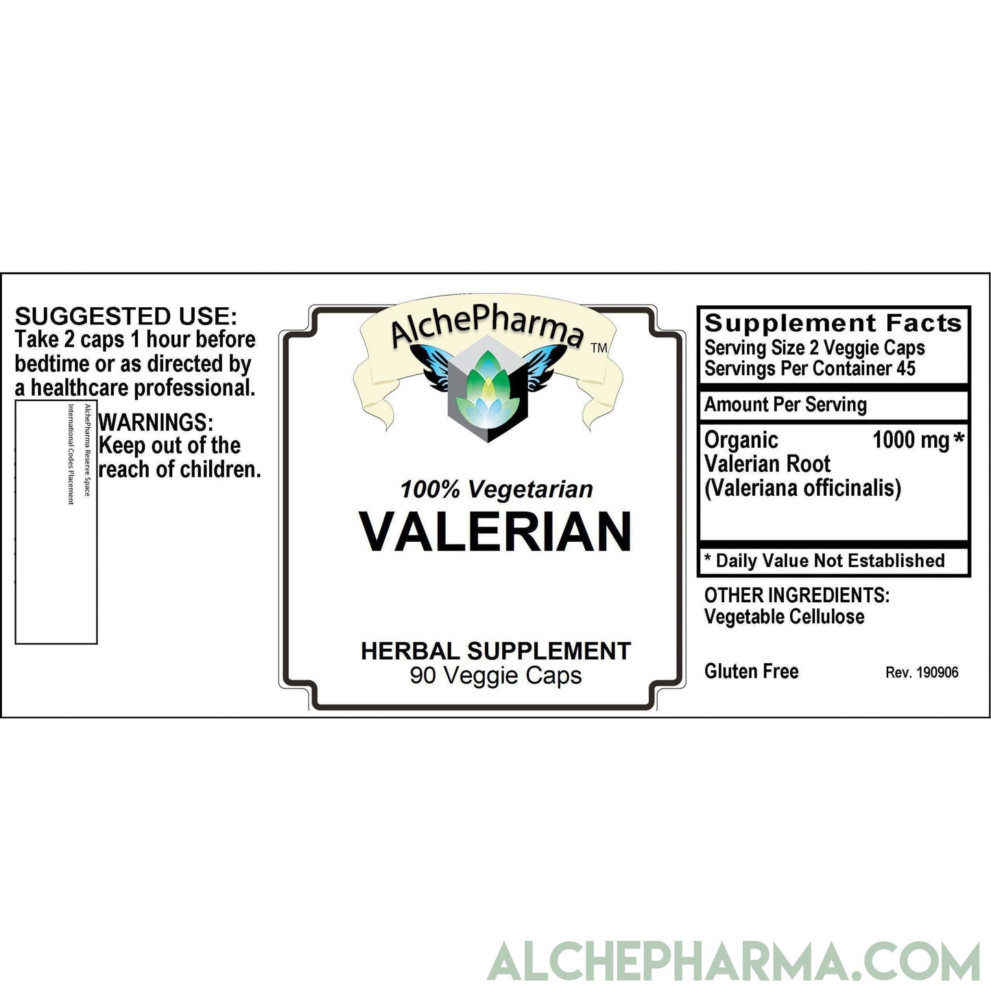 Valerian Root 500mg Capsules- Organic Valeriana officinalis-AlchePharma