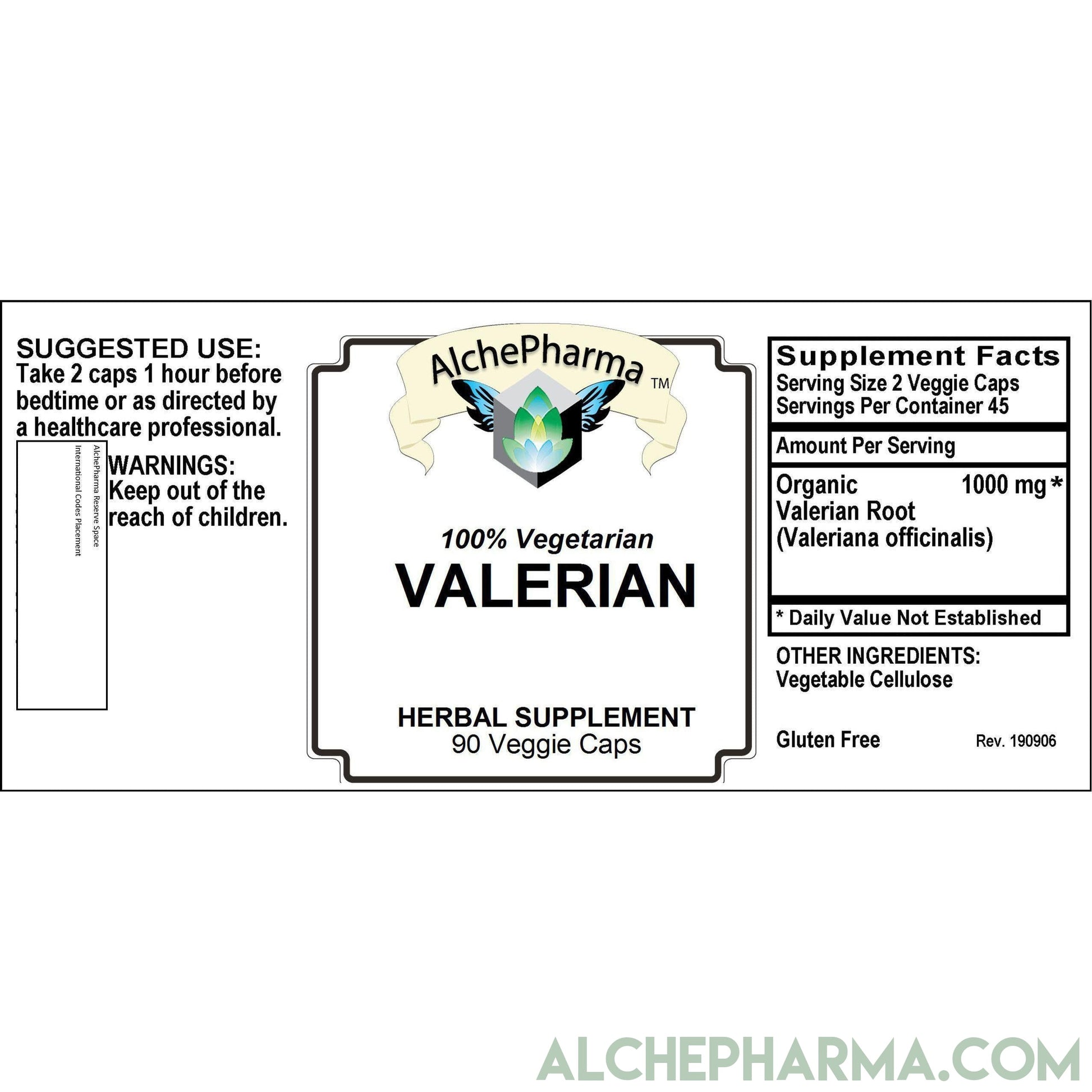 Valerian Root 500mg Capsules- Organic Valeriana officinalis-AlchePharma