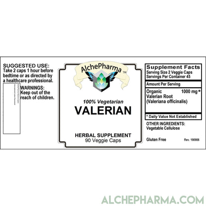 Valerian Root 500mg Capsules- Organic Valeriana officinalis-AlchePharma