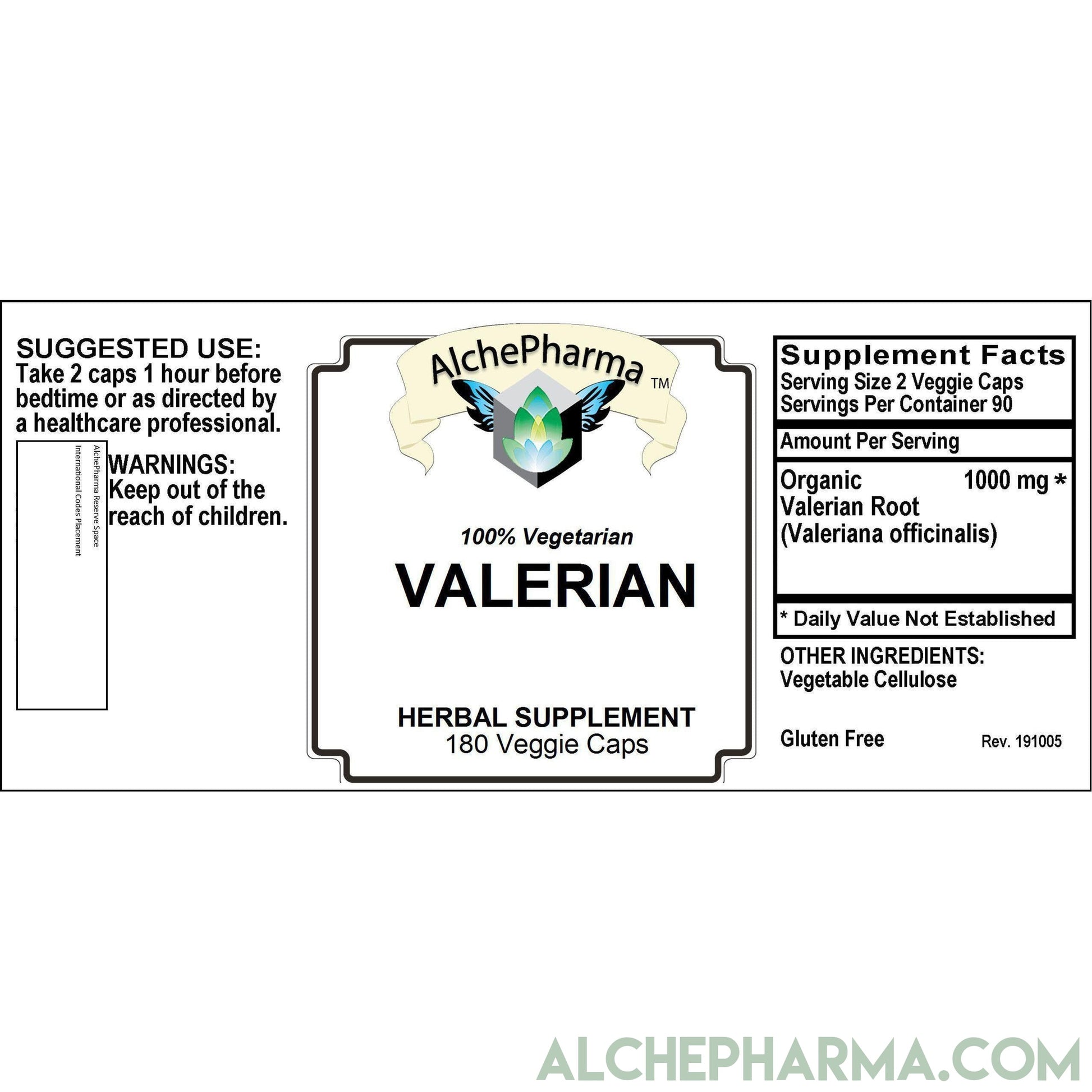 Valerian Root 500mg Capsules- Organic Valeriana officinalis-AlchePharma