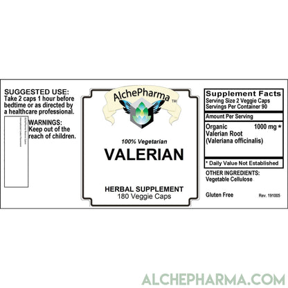 Valerian Root 500mg Capsules- Organic Valeriana officinalis-AlchePharma