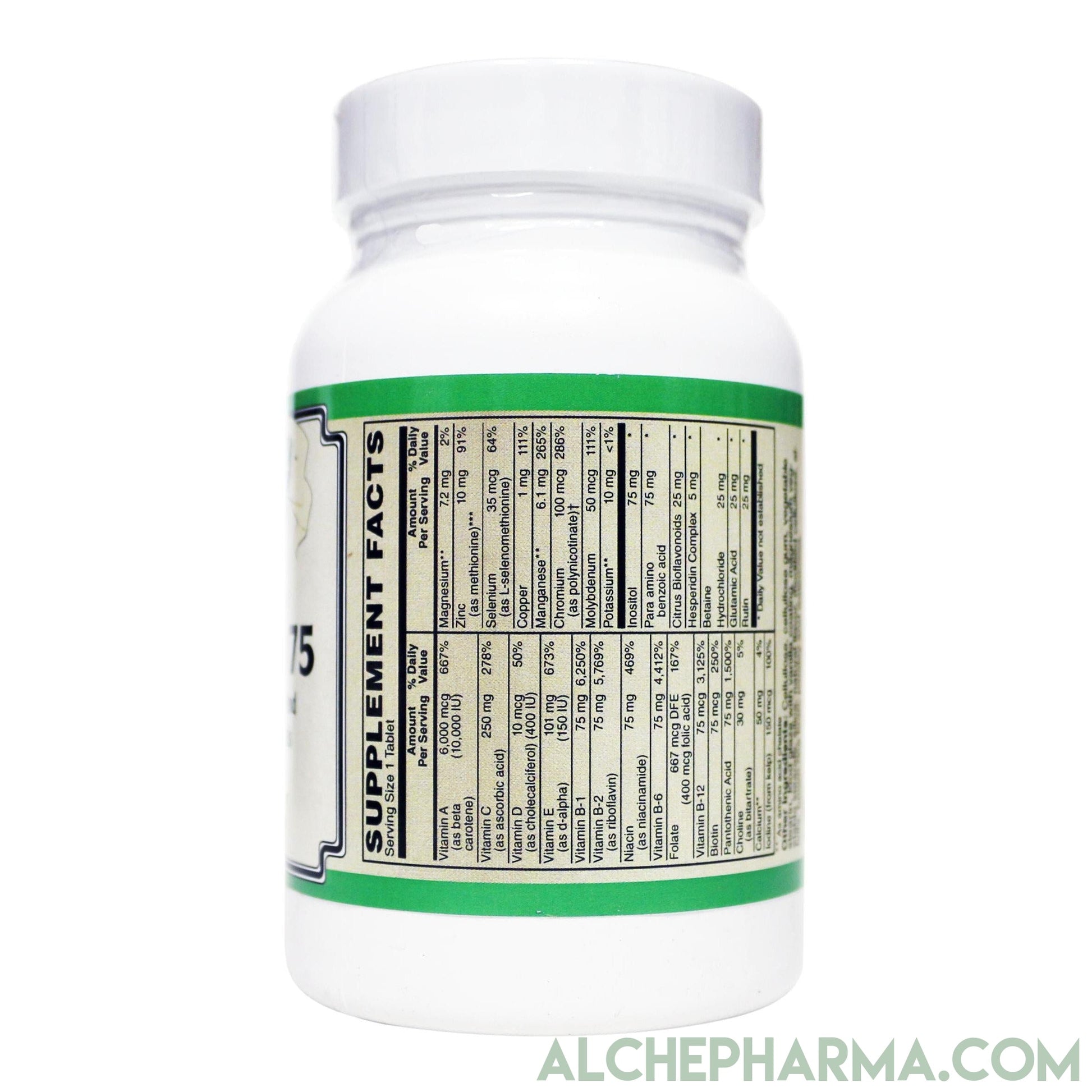 Vita-Min 75- One a Day, Comprehensive Multivitamin Mineral formula w/ Iodine and Betaine HCL - -Iron Free-Multi Vitamin-AlchePharma