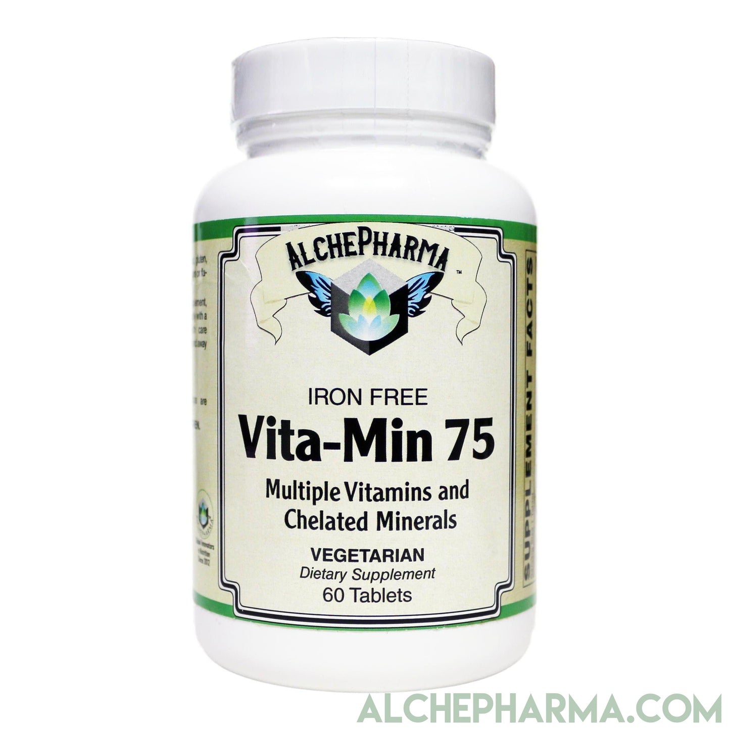 Vita-Min 75- One a Day, Comprehensive Multivitamin Mineral formula w/ Iodine and Betaine HCL - -Iron Free-Multi Vitamin-AlchePharma