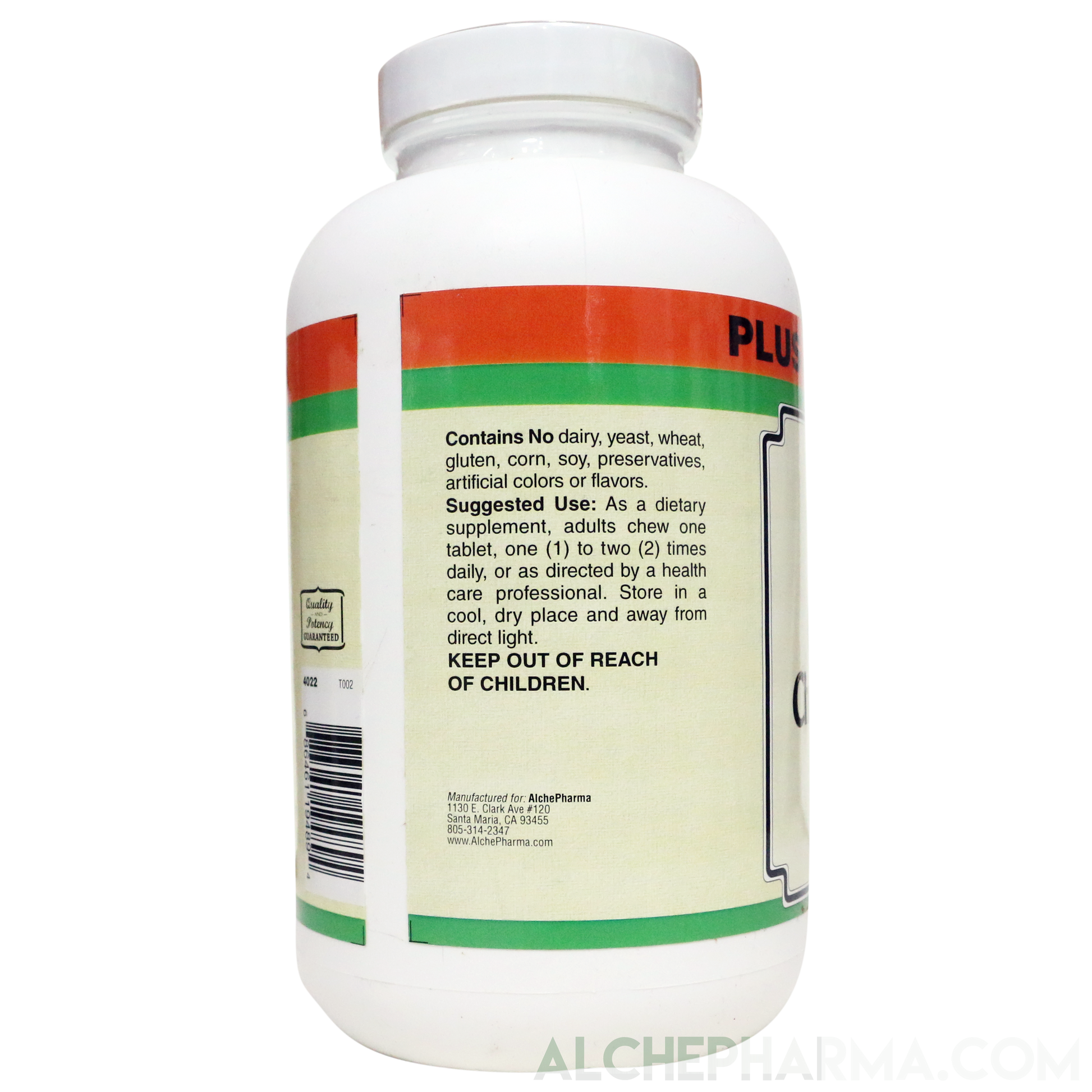 Vitamin C Chewable (Sodium Ascorbate / Ascorbic Acid Combo ) for a Non Acidic 500 mg high quality chewable tablet-Vitamin-AlchePharma