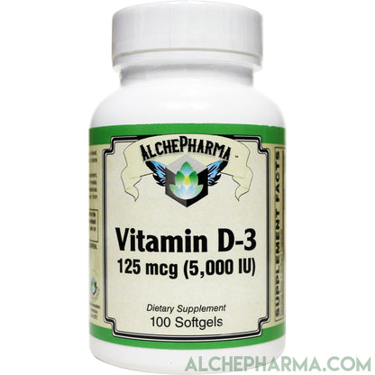 Vitamin D-3 125 mcg (5,000 IU) from Lanolin in a base of Safflower oil-Vitamin-AlchePharma