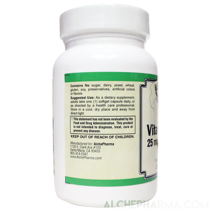 Vitamin D-3 25 mcg (1,000 IU) from Lanolin in a base of Safflower oil-Vitamins & Supplements-AlchePharma