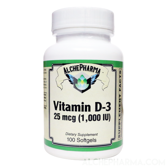 Vitamin D-3 25 mcg (1,000 IU) from Lanolin in a base of Safflower oil-Vitamins & Supplements-AlchePharma