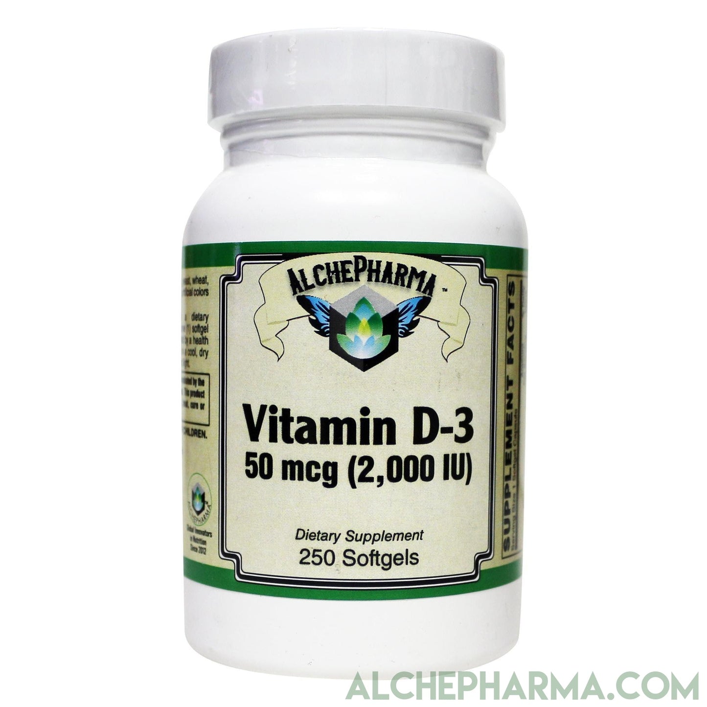 Vitamin D-3 50 mcg (2,000 IU) from Lanolin in a base of Safflower oil-d 3-AlchePharma