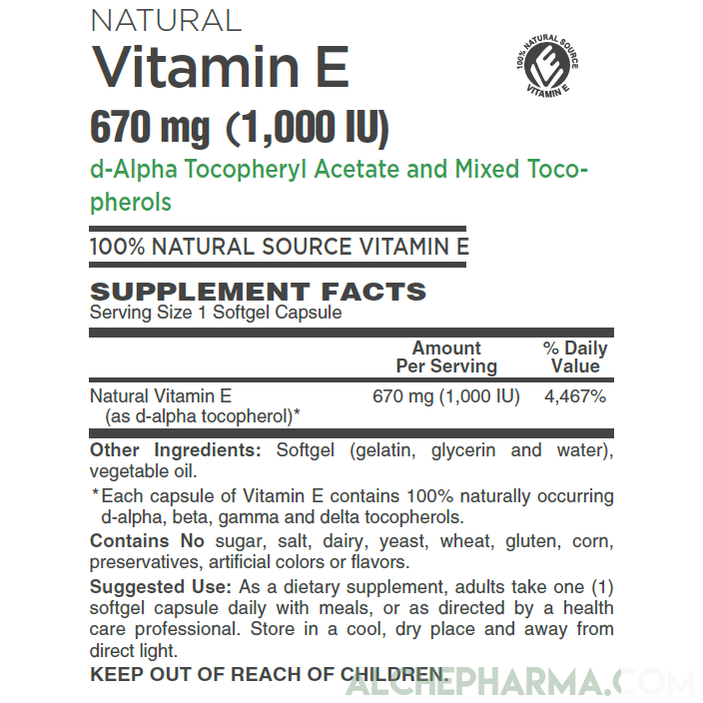 Vitamin-E 1,000 Natural Mixed Tocopherols-Vitamin-AlchePharma