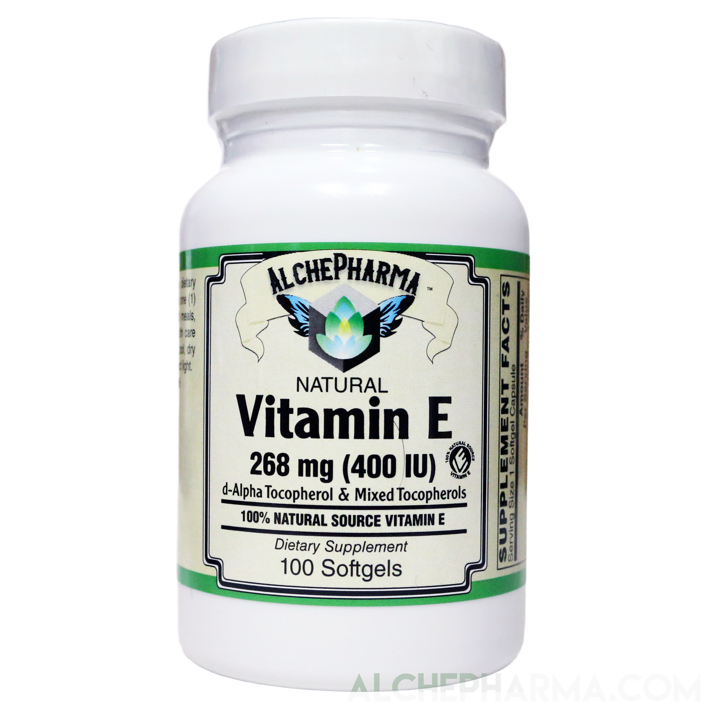 Vitamin E 268 mg (400 IU) 100% Natural Mixed Tocopherols D-Alpha form-AlchePharma