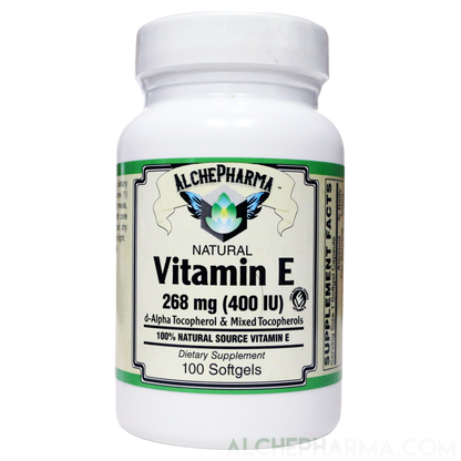 Vitamin E 268 mg (400 IU) 100% Natural Mixed Tocopherols D-Alpha form-AlchePharma