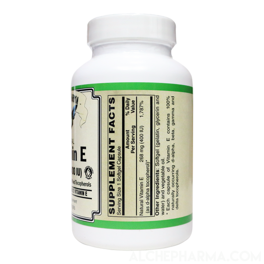 Vitamin E 268 mg (400 IU) 100% Natural Mixed Tocopherols D-Alpha form-AlchePharma