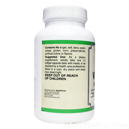 Vitamin E 268 mg (400 IU) 100% Natural Mixed Tocopherols D-Alpha form-AlchePharma
