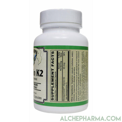 Vitamin K2- MenaquinGold™ (MK-7) Biologically Active, All Natural Source- 45mcg (60 Vcaps)-vitamins-AlchePharma