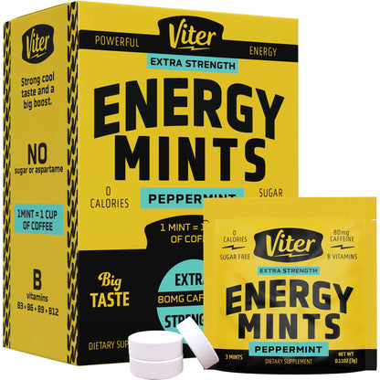 Energy Mints - Extra Strength, 80 Mg Caffeine Per Mint - 3 Mints Per Pouch