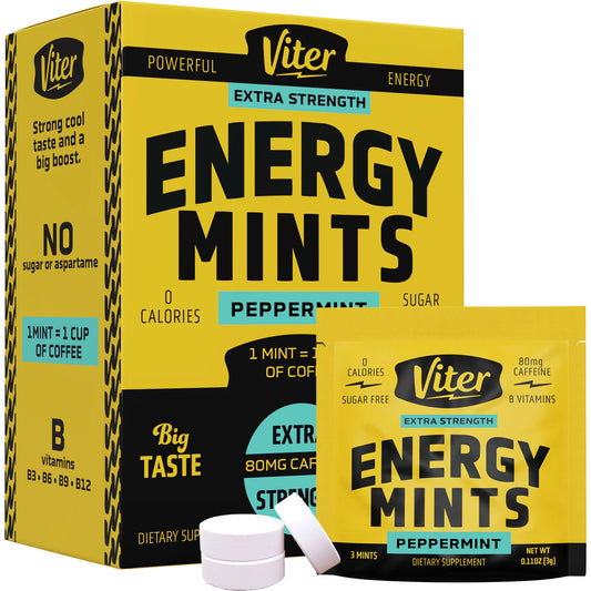 Energy Mints - Extra Strength, 80 Mg Caffeine Per Mint - 3 Mints Per Pouch