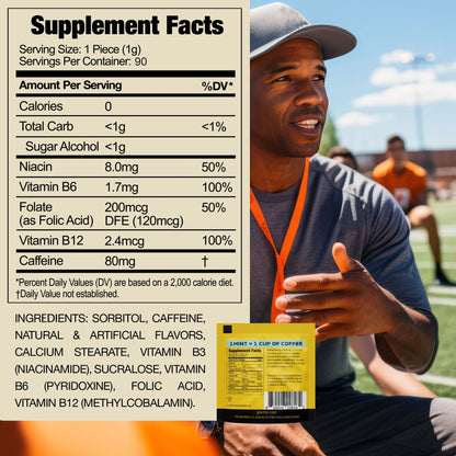 Energy Mints - Extra Strength, 80 Mg Caffeine Per Mint - 3 Mints Per Pouch