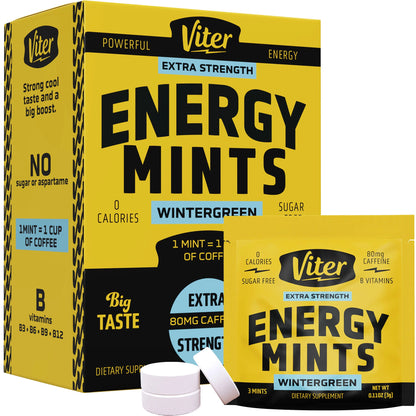 Energy Mints - Extra Strength, 80 Mg Caffeine Per Mint - 3 Mints Per Pouch