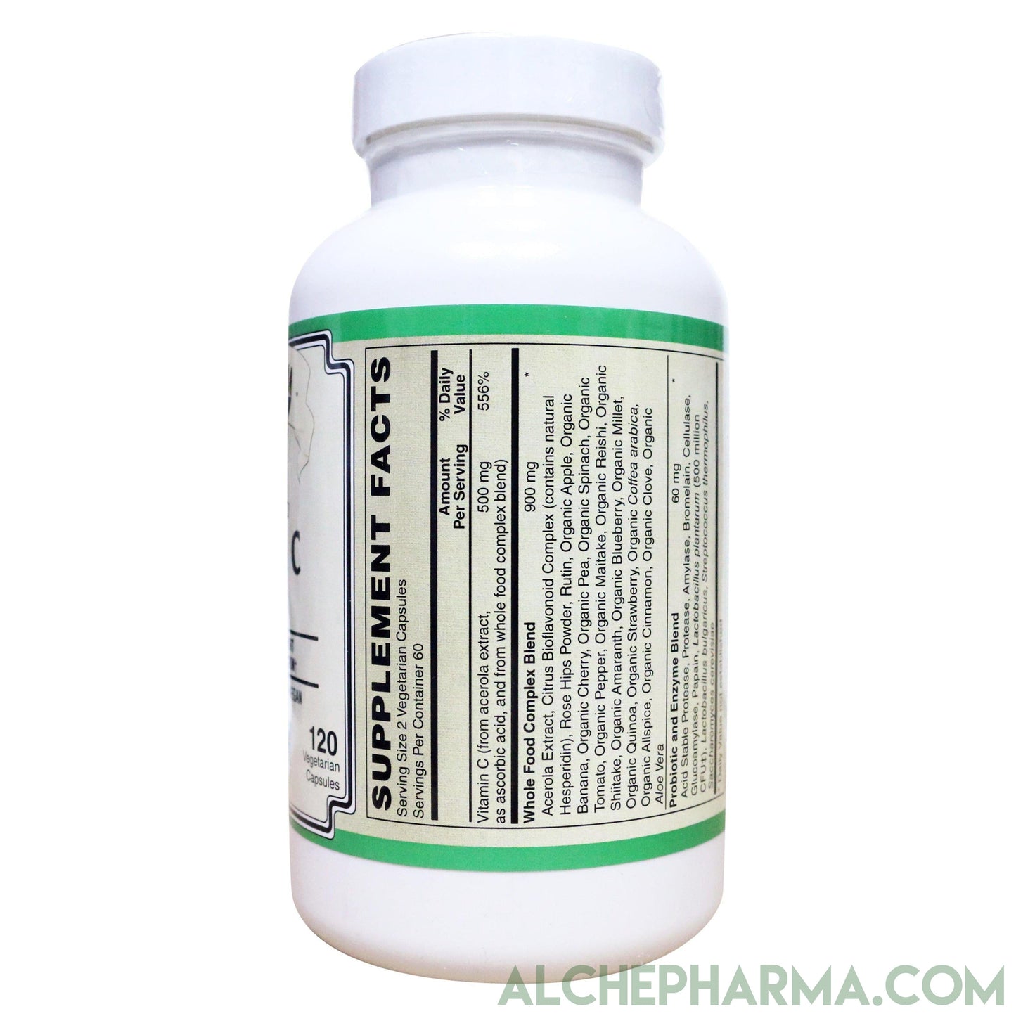 Whole Food Vitamin C ( Acerola Extract, Whole Food Blend ) 500mg = 2caps - Vegan-Anti-Oxidant-AlchePharma