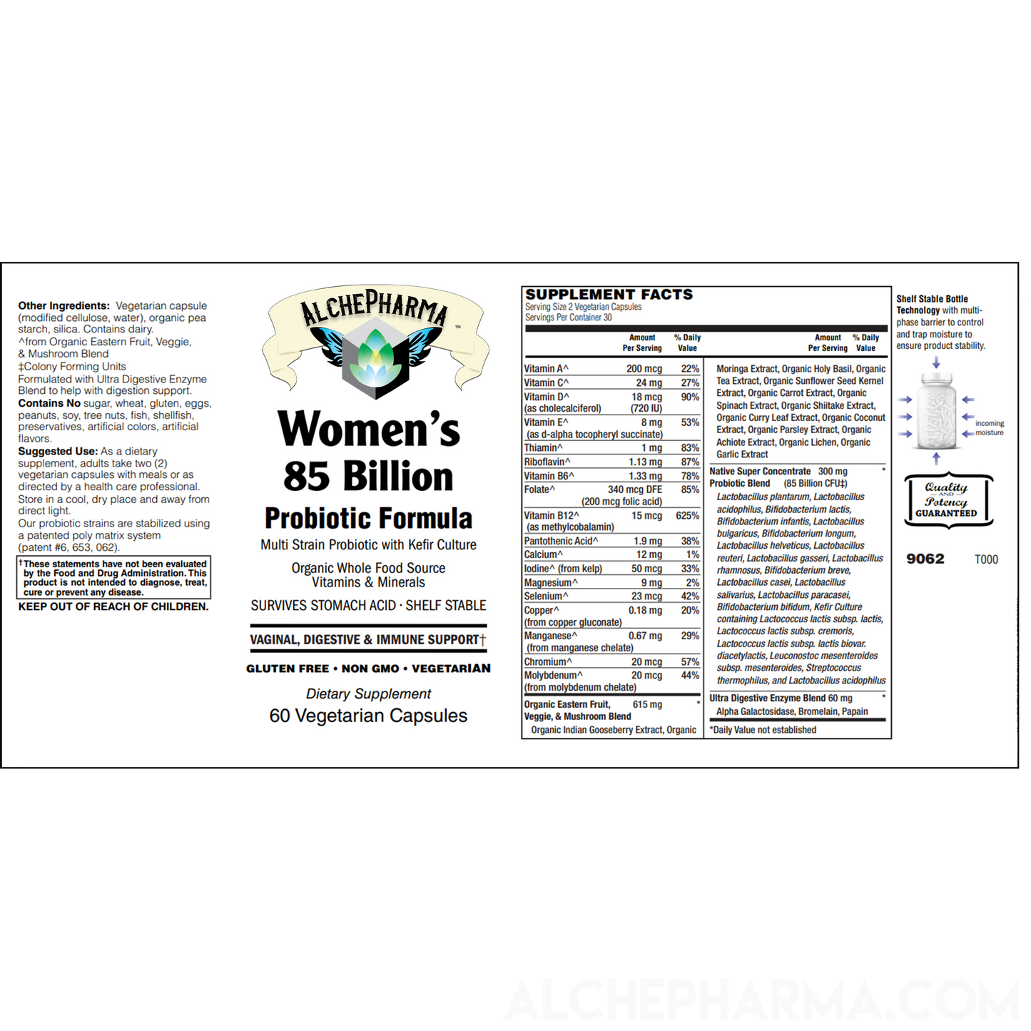 Women's 85 Billion Probiotic Formula- Multi-Strain Probiotic with Kefir Culture-Probiotic-AlchePharma