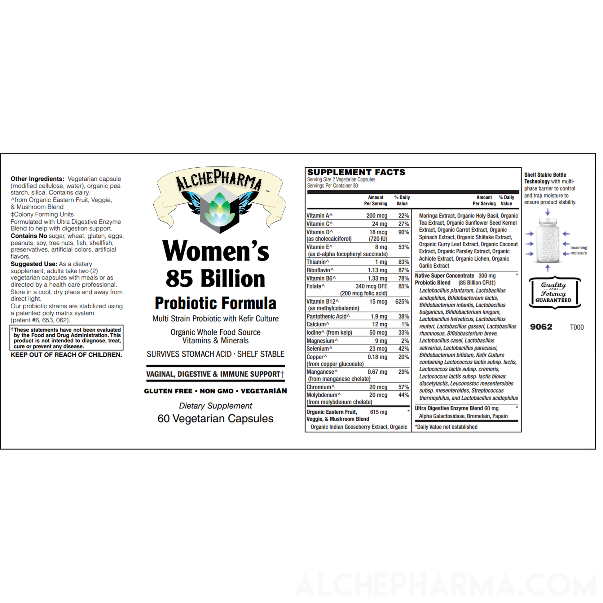 Women's 85 Billion Probiotic Formula- Multi-Strain Probiotic with Kefir Culture-Probiotic-AlchePharma