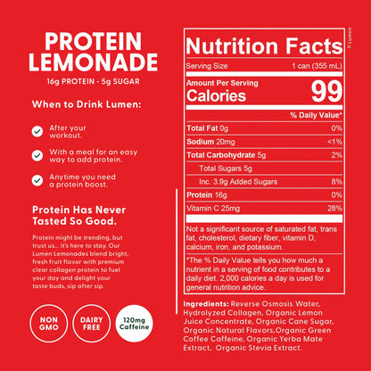 Protein Lemonade - Clear Collogen Protein Beverage - 12 Fl. Oz.