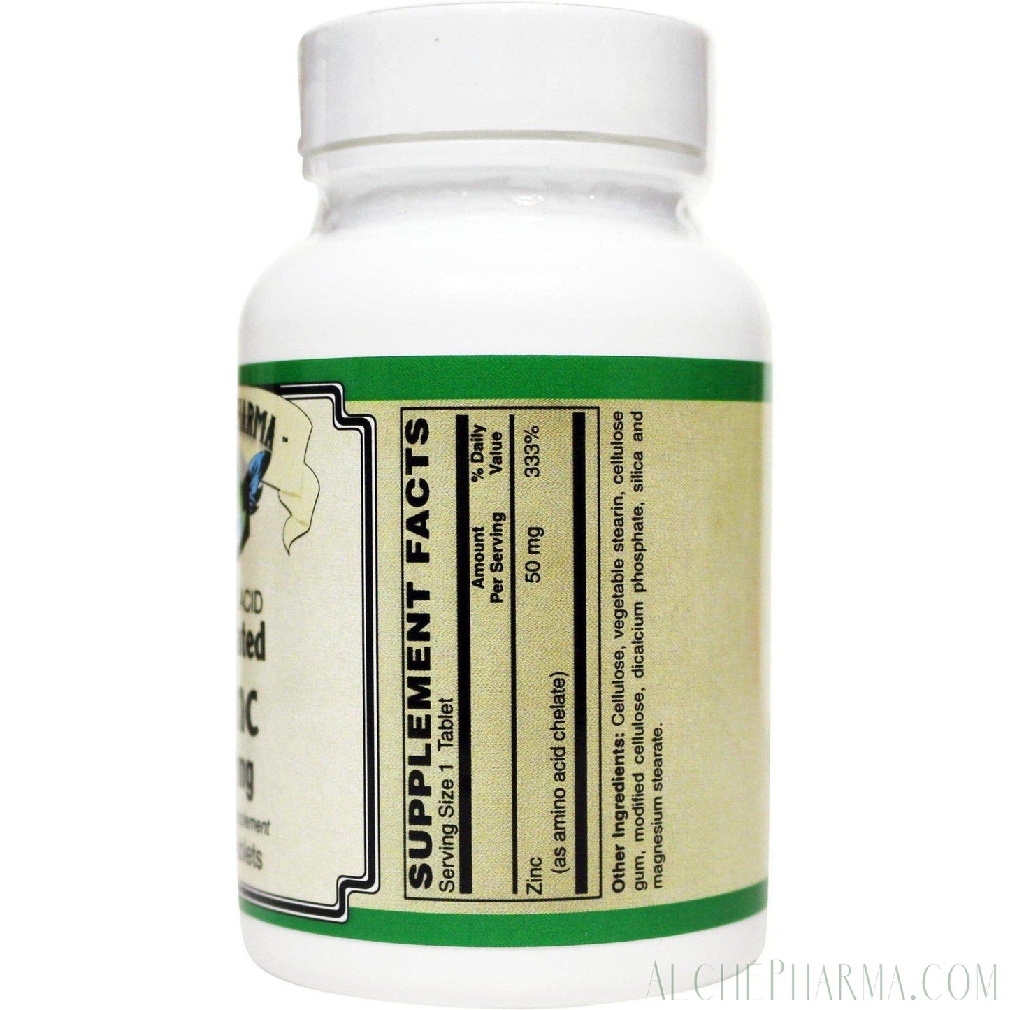 Zinc High Potency (Amino Acid Chelate) 50 mg.-Minerals-AlchePharma-100 Tabs-AlchePharma