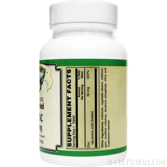 Zinc High Potency (Amino Acid Chelate) 50 mg.-Minerals-AlchePharma-100 Tabs-AlchePharma