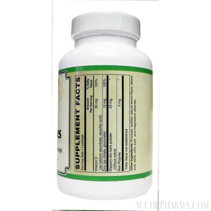 Zinc Lozenges ( Citrate / Gluconate ) 15 Mg. 60 lz w/ Slippery Elm & Bee Propolis - AlchePharma