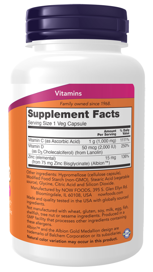 C-1000 Zinc & D-3 Veg Capsules