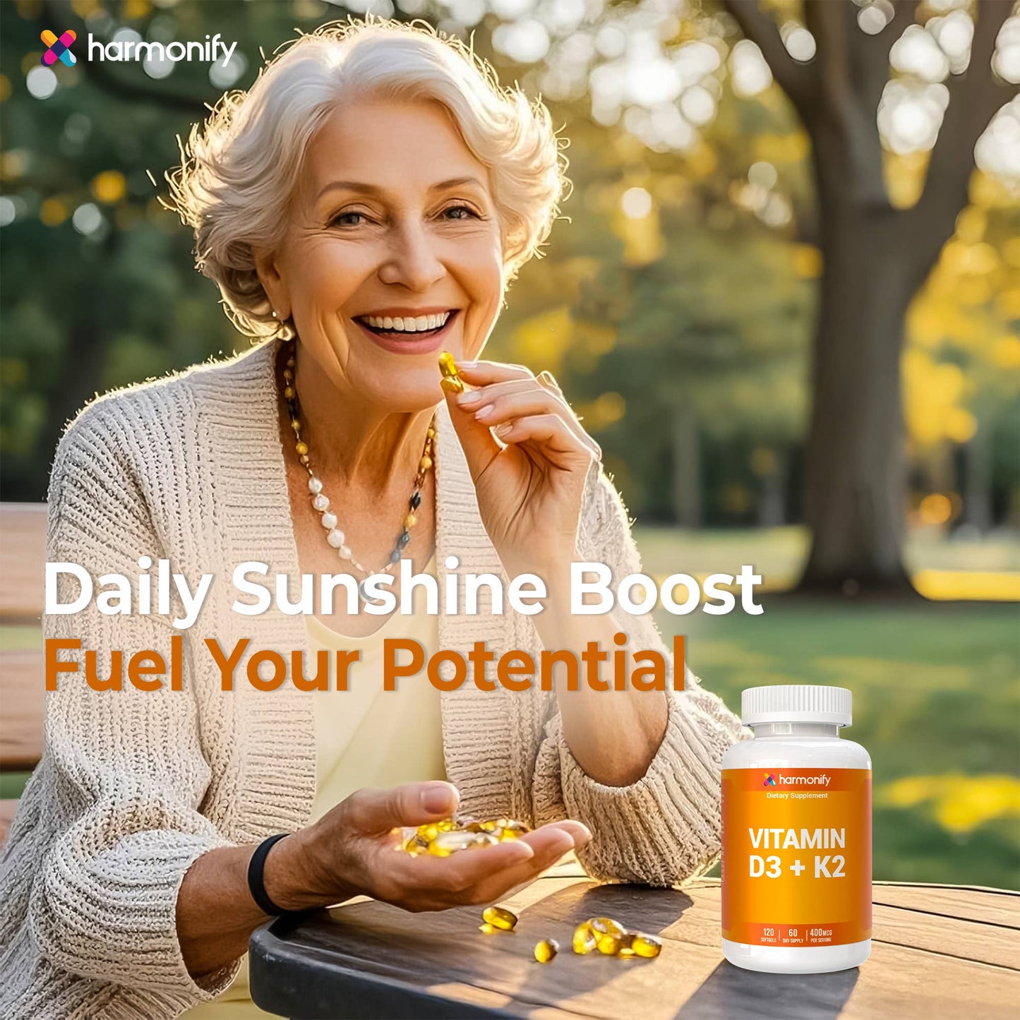 Vitamin D3 K2 400 mcg | 120 Softgels |  Bone & Heart Support