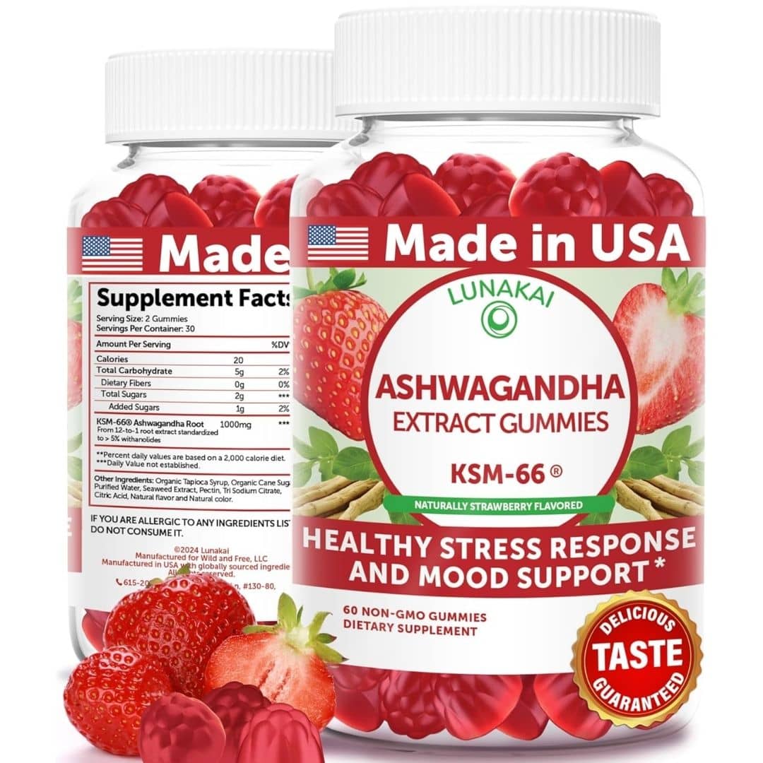 "Ashwaganda Extract Gummies Strawberry 60 count