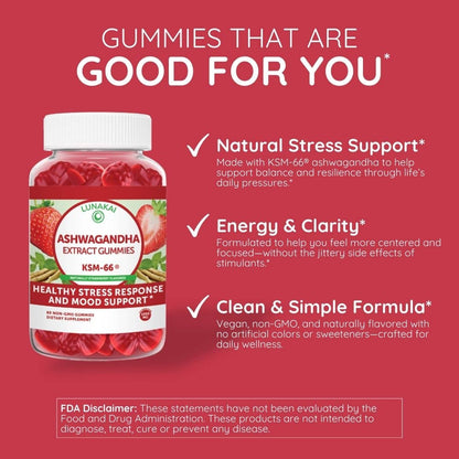 "Ashwaganda Extract Gummies Strawberry 60 count