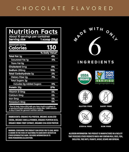Plant Based Protein Powder - Organic, 20 Grams Per Serving