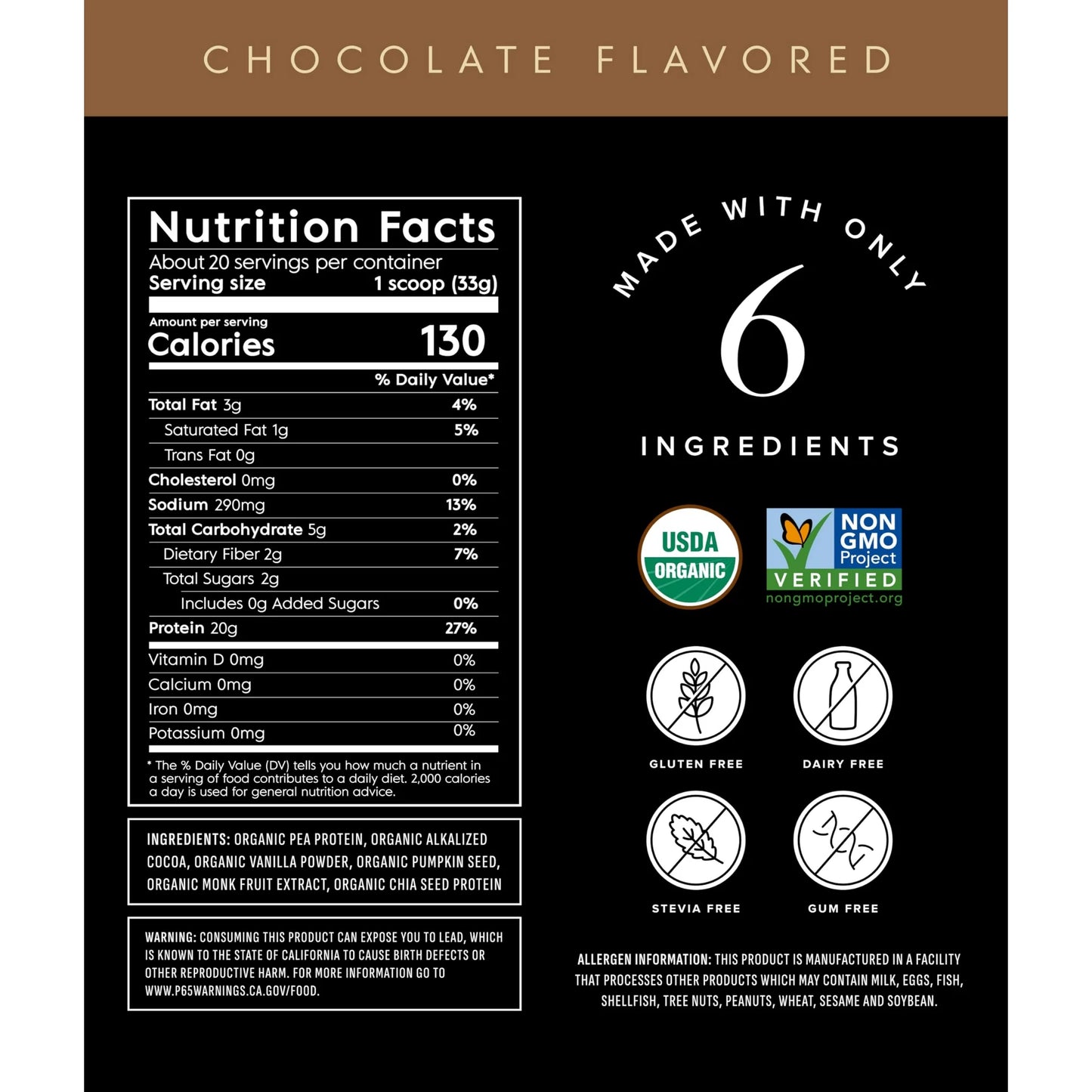 Plant Based Protein Powder - Organic, 20 Grams Per Serving