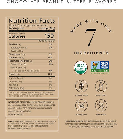 Plant Based Protein Powder - Organic, 20 Grams Per Serving