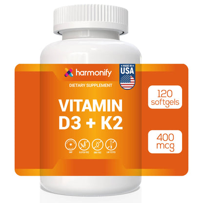 Vitamin D3 K2 400 mcg | 120 Softgels |  Bone & Heart Support