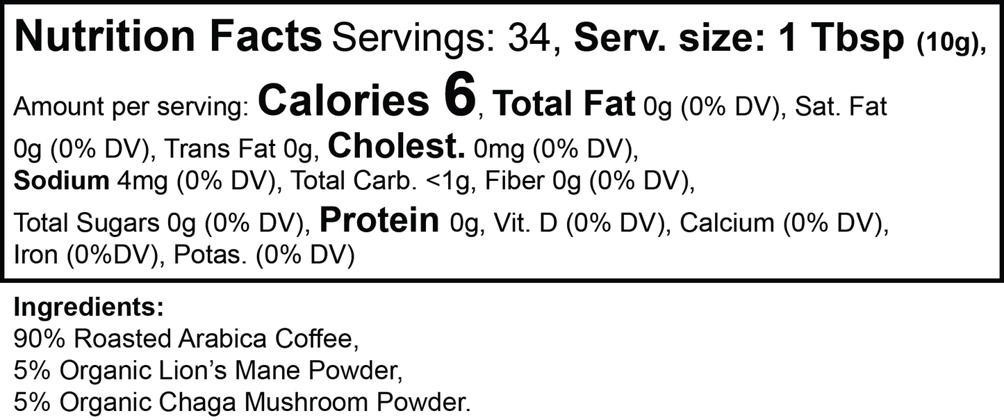 Vitality Mushroom Coffee (Medium Roast) 12 Oz