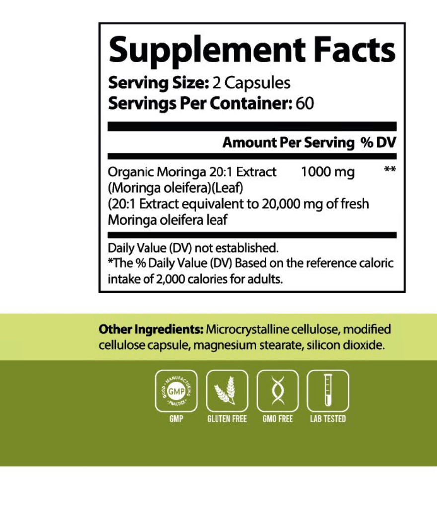 Moringa Extra Strength 20:1 Extract | 20,000 mg Per Serving