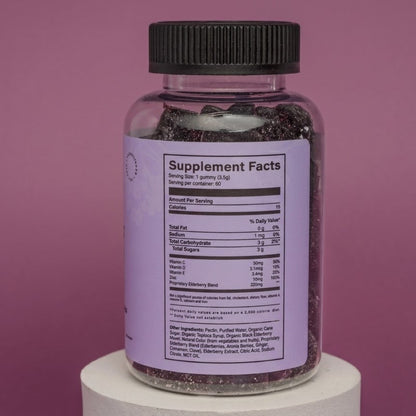Elderberry Immunity Gummies with Zinc, Vitamins C, D, and E 60 Gummies